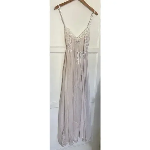 VTG Priamo Women’s Pink Lightweight Long Gown COTTON Size Small Lace 90s Neiman - Picture 3 of 5